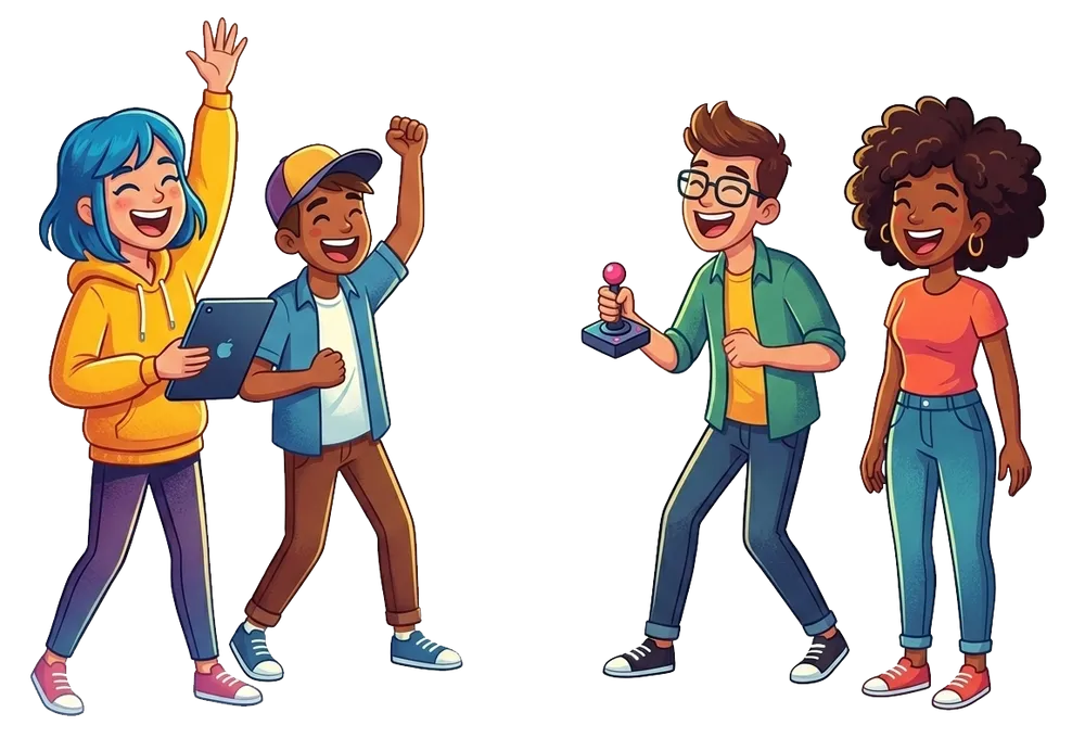 Friends playing a Twentyroll party game on their phones